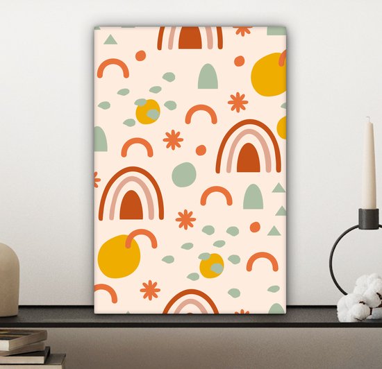 Canvas schilderij 20x30 cm - Wanddecoratie Regenboog - Patroon - Zomer - Muurdecoratie woonkamer - Slaapkamer decoratie - Kamer accessoires - Schilderijen op canvas