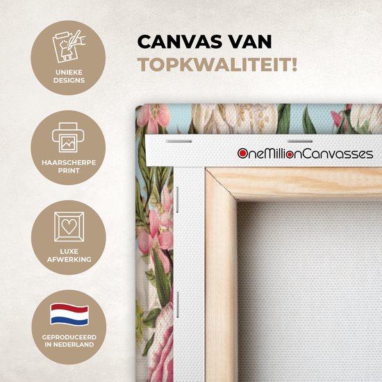 Tableau sur toile Fleurs - Collage - Couleurs - 80x120 cm - Décoration murale