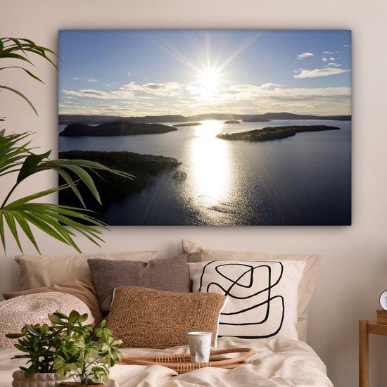 Le soleil brille sur le Loch Lomond en Ecosse Toile 120x80 cm - Tirage photo sur toile (Décoration murale salon / chambre)