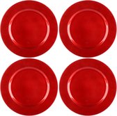 4 x borden in glanzend rood - schoteltjes als tafeldecoratie - decoratieve borden voor bruiloft, familiefeest of Kerstmis - diameter 33 cm