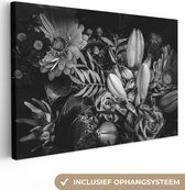 Canvas Schilderij Boeket - Stilleven - Bloemen - Planten - Rood - 30x20 cm - Wanddecoratie