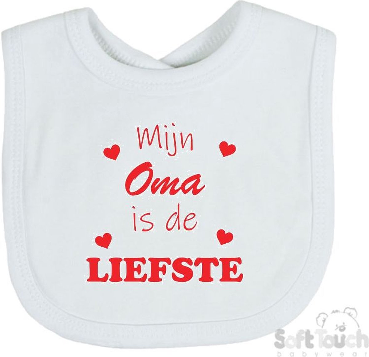 Goedkoopste Soft Touch Slabber Slabbetje Slab Mijn Oma is de liefste Unisex Katoen Wit/rood Maat 33x22 Cm