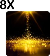 BWK Flexibele Placemat - Gouden Glitter Regen - Set van 8 Placemats - 40x40 cm - PVC Doek - Afneembaar