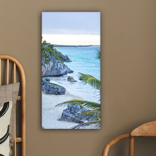 Tableau sur toile Tulum l'ancienne ville portuaire sur la mer des Caraïbes au Mexique - 40x80 cm - Décoration murale