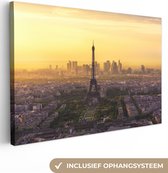 Canvas Schilderij Parijs - Eiffeltoren - Licht - 90x60 cm - Wanddecoratie