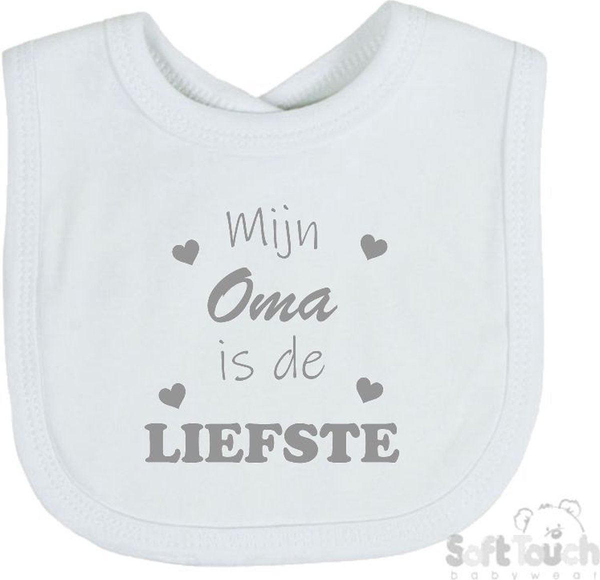 Goedkoopste Soft Touch Slabber Slabbetje Slab Mijn Oma is de liefste Unisex Katoen Wit/grijs Maat 33x22 Cm