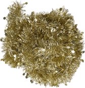 2x Gouden kerstversiering folie slinger met ster 270 cm