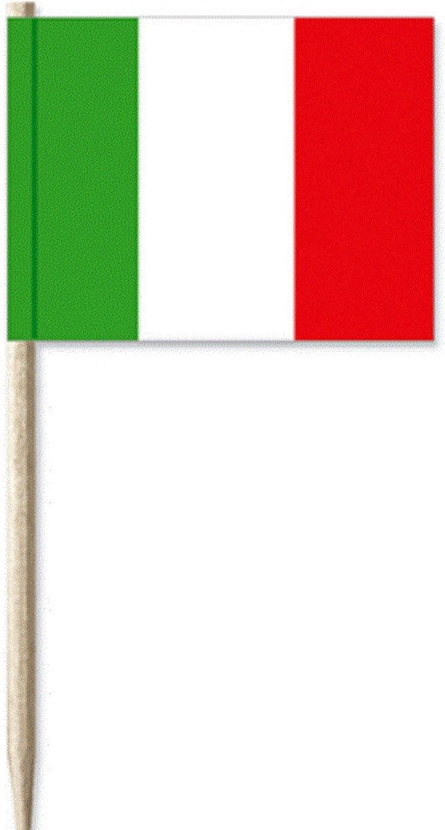 Cocktailprikkers vlaggetjes Italie - 50x stuks - Italiaanse vlag feestartikelen/versieringen - 8 cm