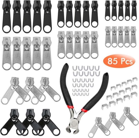 Foto: Vervanging rits set 85 stuks rits reparatie zip head met u code fixer tang