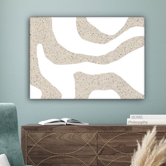 Tableau sur toile 80x60 cm - Décoration murale abstraite - Terrazzo - Design - Beige - Décoration murale salon - Décoration chambre - Accessoires de décoration - Peintures sur toile