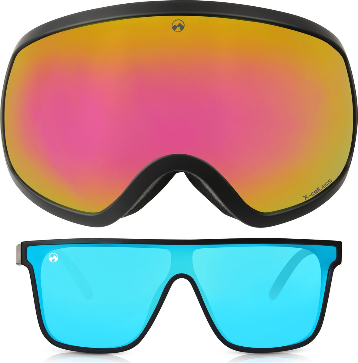 MowMow® CONTROL - XL Skibril + BONUS lens + zonnebril | Case | Anti-fog | Unisex | UV400