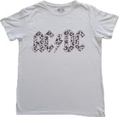 AC/DC - Mono Leopard Print Logo Dames T-shirt - XS - Wit