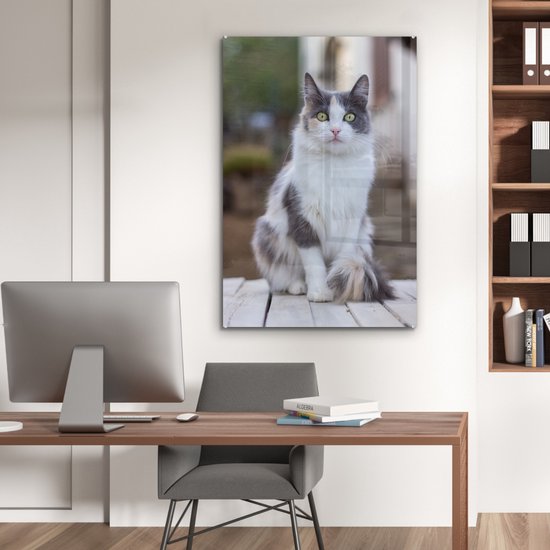 MuchoWow® Peinture sur verre - Chat - Portrait - Tableau - Filles - Enfants - Garçons - Kids - 80x120 cm - Peintures sur verre acrylique - Photo sur Glas