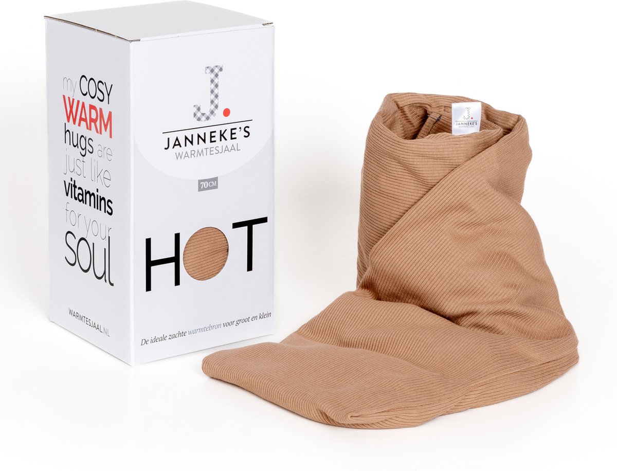 Goedkoopste Janneke's Warmtesjaal - pittenzak - 70 cm lang - lijnzaad - wasbare hoes - cacao