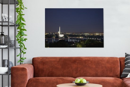 Peintures sur toile - Skyline Washington DC la nuit - 140x90 cm - Décoration murale