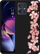 Cazy Hoesje Zwart geschikt voor Motorola Moto G54 5G Flower Branch