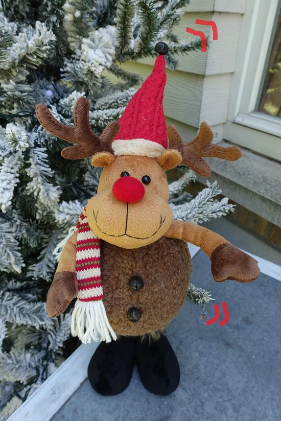 Eland - Wiebelende eland, pels lichaam - Kerstdecoratie - Grote Wiebelende Eland - Hoogte 50cm