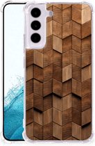 Stevig Telefoonhoesje geschikt voor Samsung Galaxy S22 Wooden Cubes