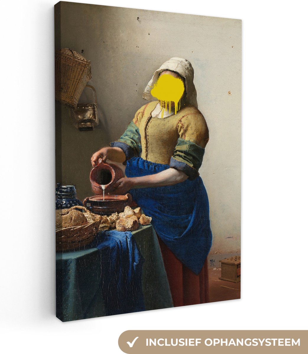 Canvas Schilderij Melkmeisje - Johannes Vermeer - Verf - 40x60 cm - Wanddecoratie - OneMillionCanvasses