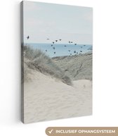 Canvas Schilderij Strand - Vogel - Zee - 60x90 cm - Wanddecoratie