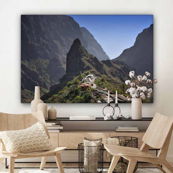 Une vue du village de montagne et des montagnes Tenerife Espagne 120x80 cm - Tirage photo sur toile (Décoration murale salon / chambre)