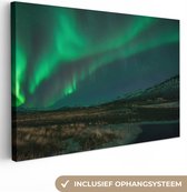 Canvas Schilderij Noorderlicht - Natuur - IJsland - 90x60 cm - Wanddecoratie