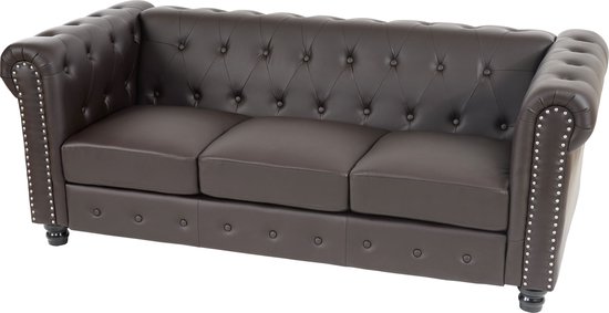 Cosmo Casa Canapé lounge 3 places de Luxe Chesterfield en simili cuir - 195  cm - Avec... | bol