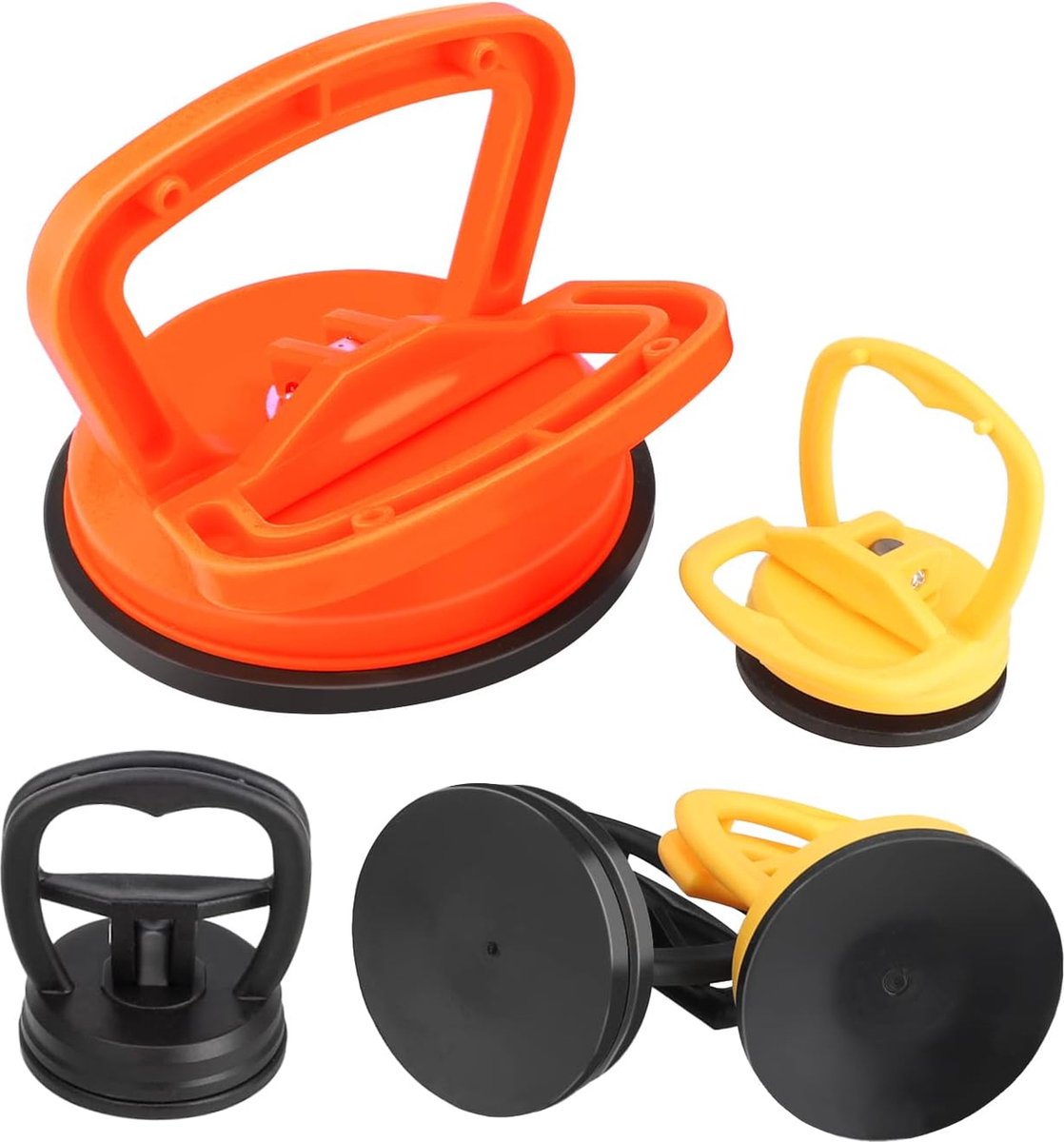 Zuiglifter extra sterke zuignappen, kunststof, rubber, zuignaphouder, vacuümlift, voor het verplaatsen van tegels, glas, planken en voor het repareren van autodeuken (1 groot, 4 klein)