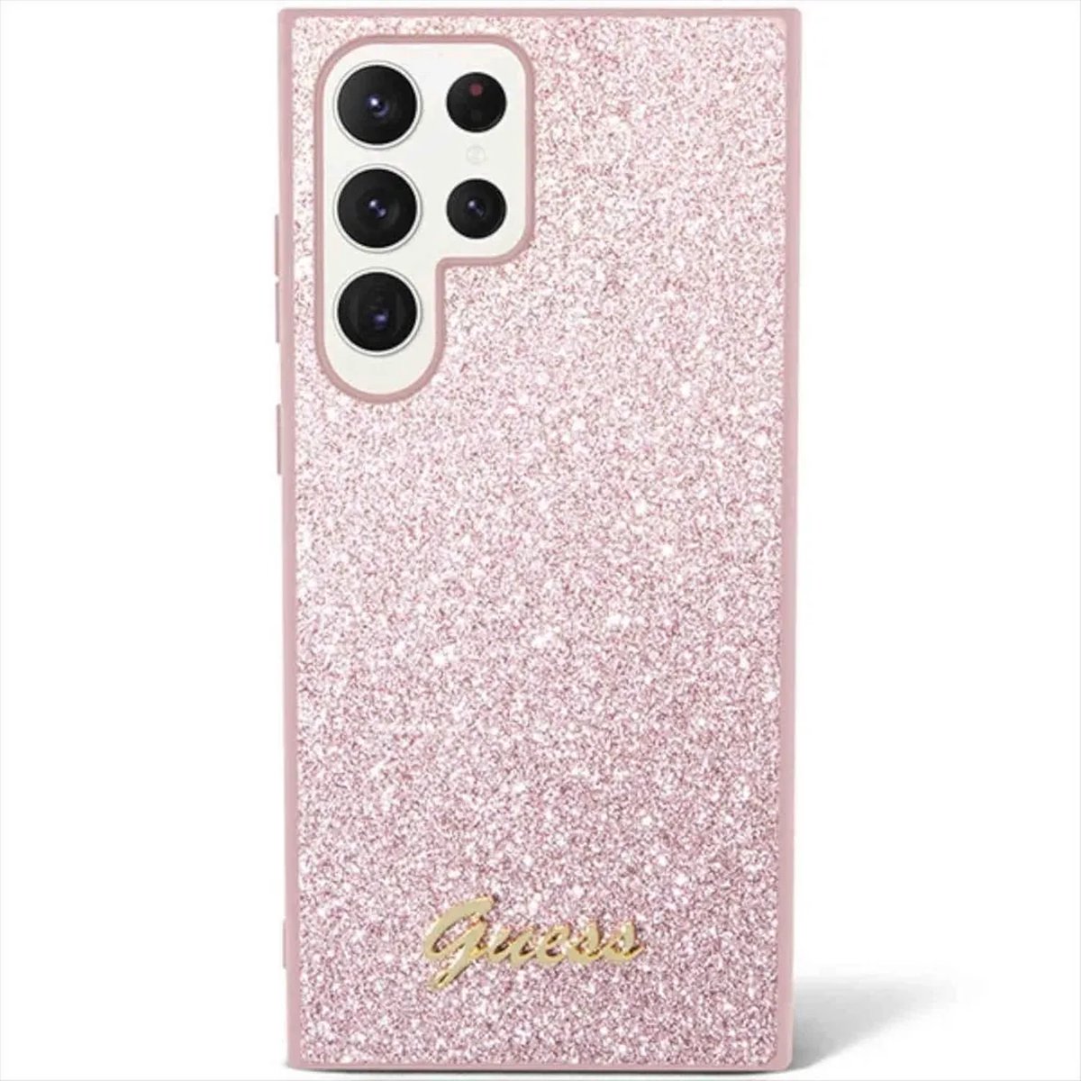 Guess Glitter Flakes Back Case - Geschikt voor Samsung Galaxy S23 Ultra (S918) - Roze