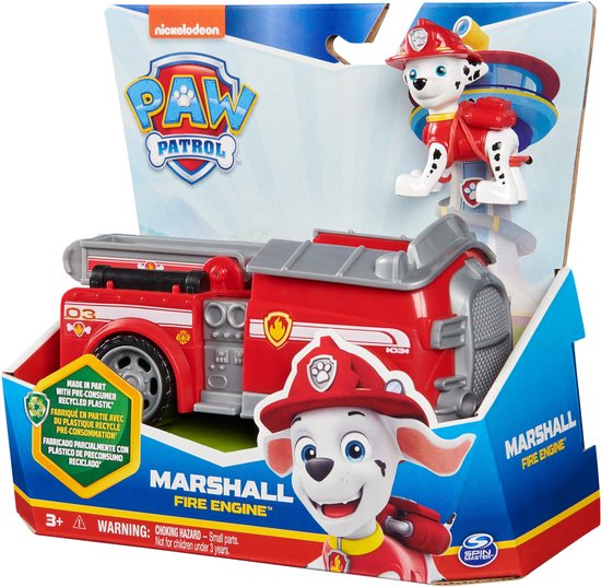 PAW Patrol - Marshall's Brandweerwagen - speelgoedauto met speelfiguur - PAW Patrol