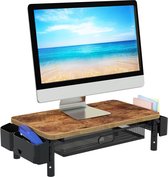 Monitorstandaard, houten monitorstandaard, 3 in hoogte verstelbare schermstandaard, monitorverhoger, bureau-organizer, laptopprinterstandaard voor kantoor en thuis.