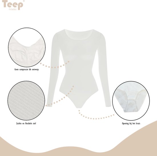 SHAPERX Body Dames Bodysuit met Hoge Elasticiteit Korte/Lange Mouwen Top met Ronde Hals T-Shirt Tanga, L