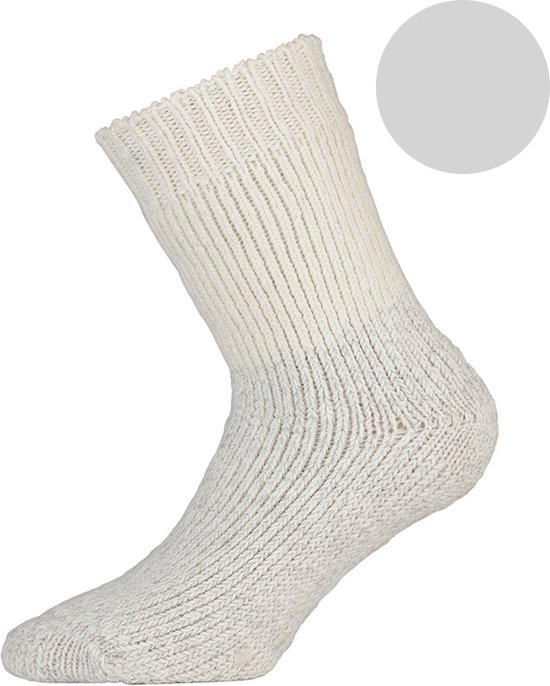 WOOLY-Socks, Wollen sokken met siliconen zool, - 37-41 - bedsokken - warme sokken - ecru /zilvergrijs