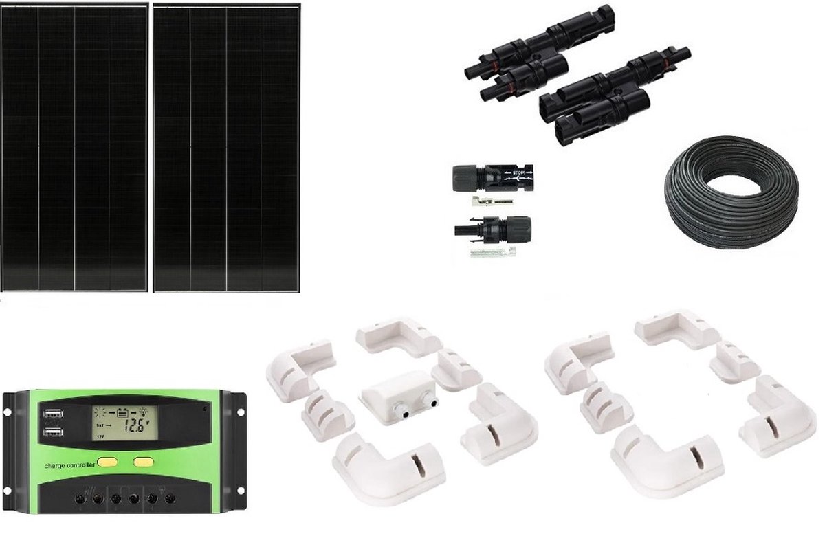 Compleet 260W Zonnepaneel set - mono kristallijne celtechnologie - 12V - daglichtpaneel - Met MC4 connectoren - Voor camper, boot, caravan, accu, etc - Met Nederlandse handleiding