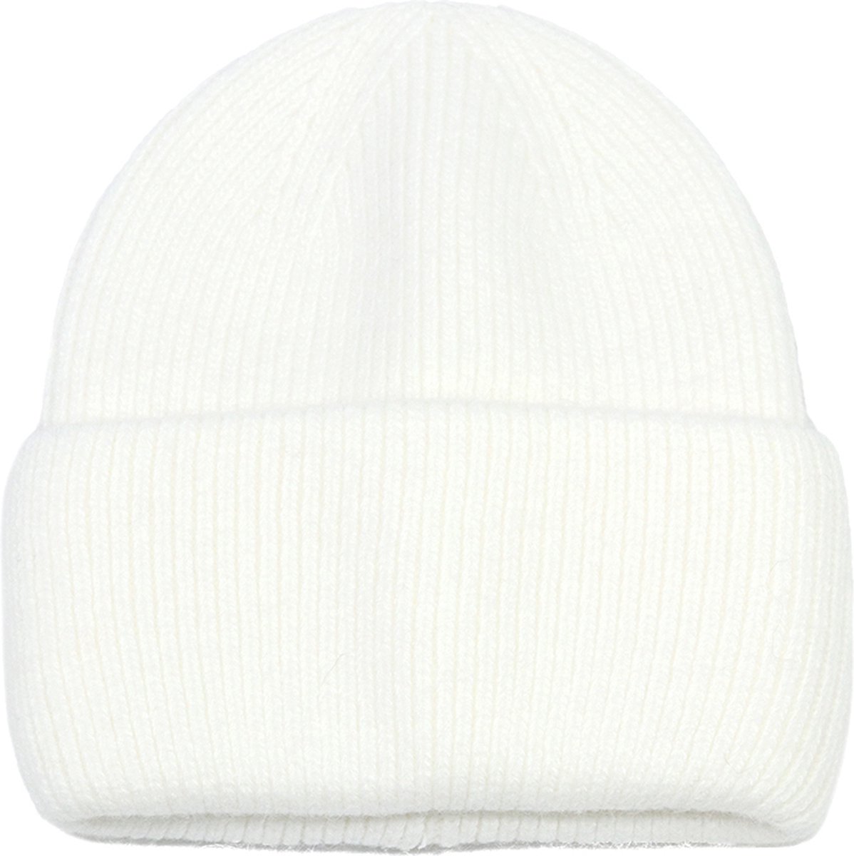 Offwhite wollen muts voor winter - dames - one size - witte wintermuts met brede rand - wol/acryl - STUDIO Ivana