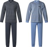 2 Heren Pyjama's van Gentlemen 114237 navy-groen en raf-blauw V-hals maat L