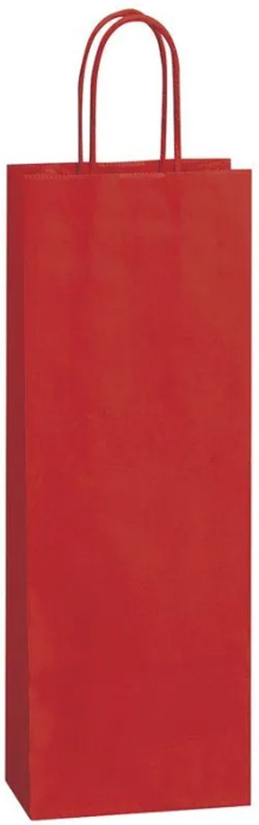 50 x Wijntas 14+8x39cm voor 1 Fles Rood /Flestas papier / Cadeauverpakking /draagtas voor Fles/wijn / Fleszak · Fles zak / Kerst / Valentijnsdag