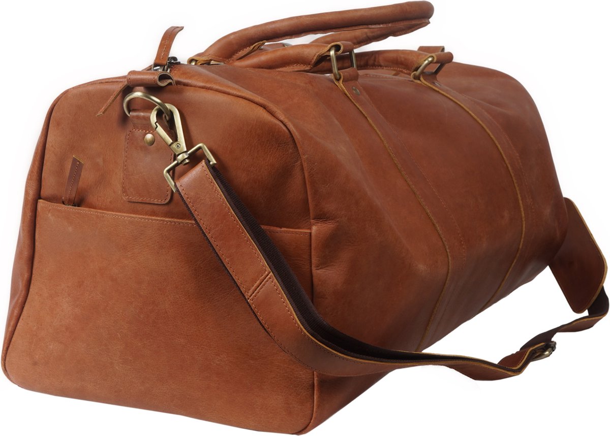 Cargro – 100% Lederen Weekendtas - Handgemaakt - Unisex - Reistas - Sporttas - Duffel bag - 100% Luxe Top-Grain Leer – Weekender 06 Bruin