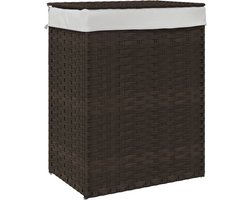 vidaXL - Wasmand - met - deksel - 46x33x60 - cm - poly - rattan - donkerbruin