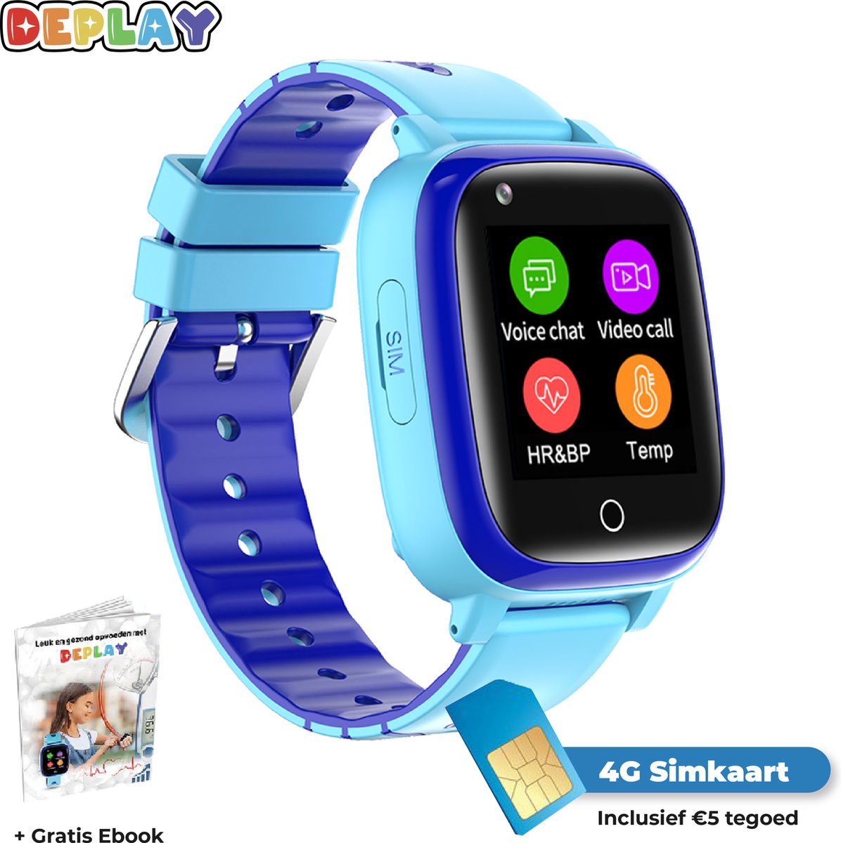 OKYUK Smartwatch Kinder 4G mit GPS-Tracker, Zwei-Wege-Anrufe, SOS, Smartwatch mit mehrere Desktop-Stile zur Auswahl für 6–12 Jungen und Mädchen