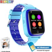 DEPLAY 4G KidsWatch - Smartwatch Kinderen - GPS Tracker - Smartwatch Kind - Hartslag en Bloeddrukmeter - Videobellen - Camera - GPS Horloge Kind - Kinder Smartwatch - Incl. simkaart en E-Book - Blauw