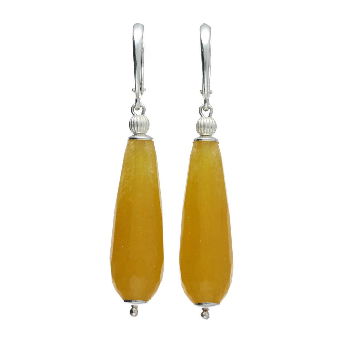 Bela Donaco Oorbellen Art Deco – Gele Jade – Sterling Zilver