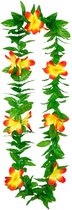 Toppers - Boland Hawaii krans/slinger - Tropische kleuren mix groen/geel - Bloemen hals slingers - Party verkleed accessoires