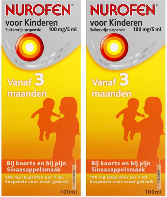 Foto: Nurofen suspensie voor kinderen suikervrij 100 mg 5 ml 2 x 100 ml