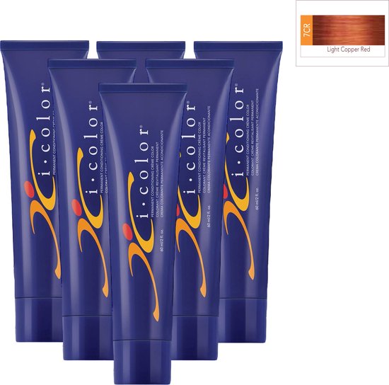 ISO i color Permanent Conditioning Crème Color 60m 7CR Light Copper Red ...