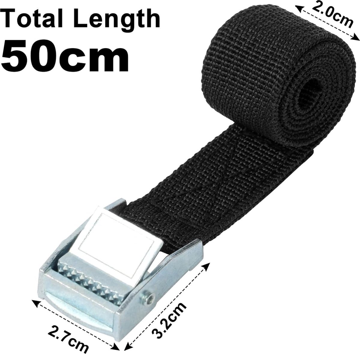 Boucles D'arrimage Moto/voiture - Lot De 8 Avec 4 Mousquetons - 40.5x2.5 Cm - Capacité 1000 Kg - Noir/orange