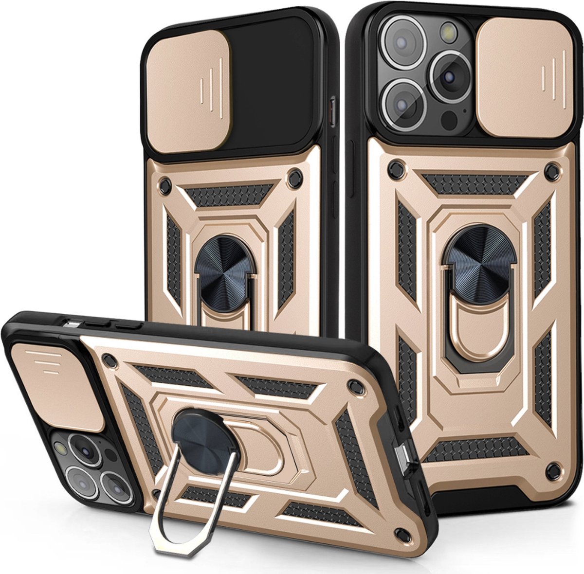 Hoesje geschikt voor Samsung Galaxy S24 Plus - Backcover - Rugged Armor - Camerabescherming - Extra valbescherming - TPU - Goud