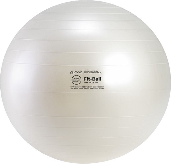 Gymnic Fit Ball 75 BRQ - Ballon assis et ballon fitness - Nacre - Ø 75 cm