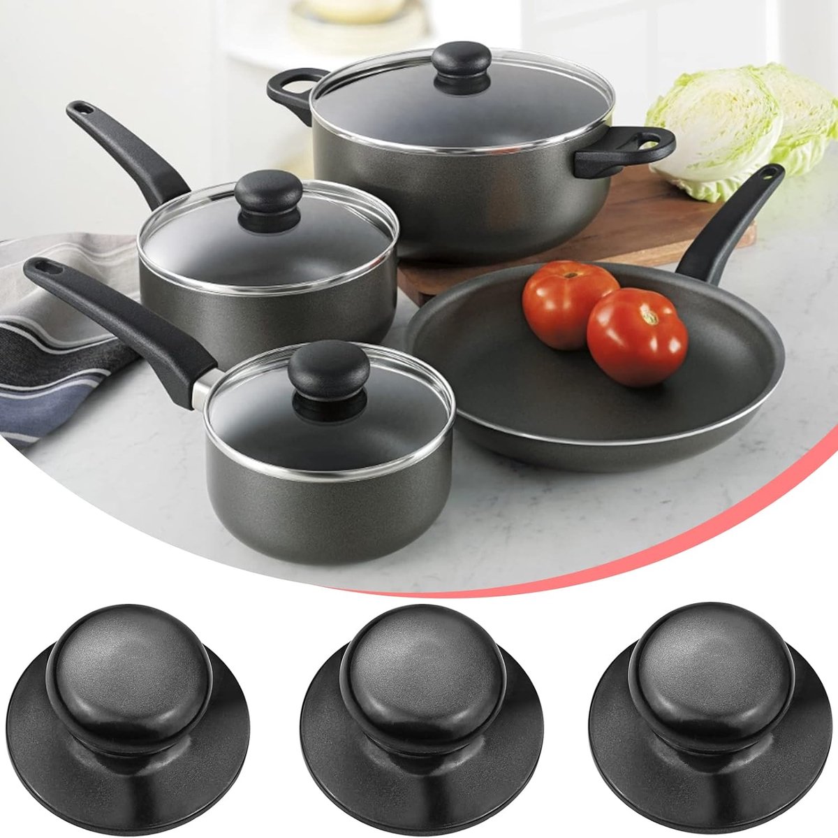 Poignée de Couvercle de Casserole Lot de 4, Boutons de Couvercle de  Rechange en Bakélite, Universel, avec Vis, pour Couvercle de Casserole,  Casserole, Boutons de Rechange (Noir) : : Cuisine et Maison