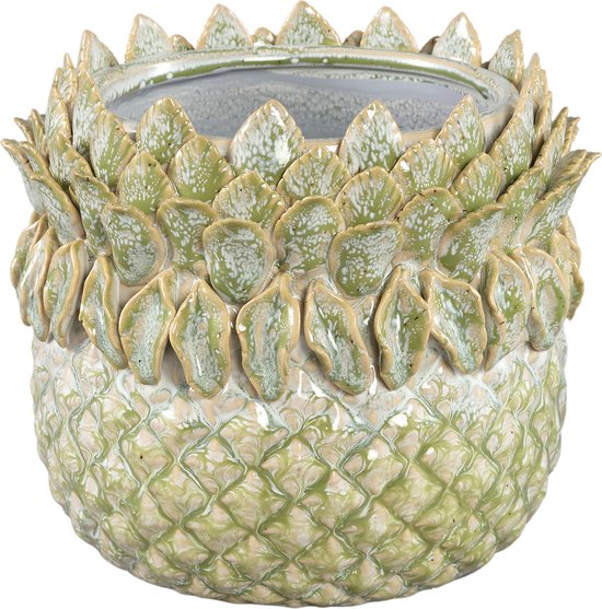 PTMD Tamiah Pot bas en forme d'ananas en céramique verte L